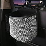 AXISNA Car Trash Can, Hanging Car Trash Bag ,Wastebasket with Rhinestones, Bling Garbage Can Container,Car Interior Accessories