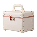 urecity Portable Makeup Train Case Cosmetic Organizer Case Leather Storage Box with Combination Lock (12.5', Rose White)