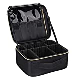 MONSTINA Makeup Train Cases Professional Travel Makeup Bag Cosmetic Cases Organizer Portable Storage Bag for Cosmetics Makeup Brushes Toiletry Travel Accessories Black