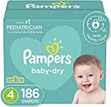 Diapers Size 4, 186 Count - Pampers Baby Dry Disposable Baby Diapers, Packaging & Prints May Vary