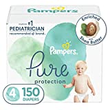 Diapers Size 4, 150 Count - Pampers Pure Protection Hypoallergenic Disposable Baby Diapers for Sensitive Skin, Fragrance Free, (Packaging May Vary)