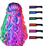 New Hair Chalk Comb Temporary Hair Color Dye for Girls Kids, Washable Hair Chalk for Girls Age 4 5 6 7 8 9 10 Birthday Party Cosplay DIY, Children's Day, 6 Colors