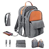 Ezebaby Baby Bag for Twins Large Diaper Backpack Total 27L 17 Pockets Stylish 2 in 1 Nappy Diaper Bag for Travel Lightweight Nursery Stuffs Organizer Grey