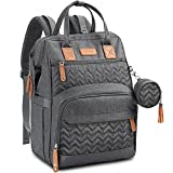 Yoofoss Diaper Bag Backpack Multifunction Baby Bags Waterproof Nappy Changing Bags with Stroller Straps and Pacifier Case, Unisex and Stylish - Dark Grey