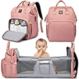 Diaper Bag Backpack with Changing Station, Baby Bag for Girls Boys,Nappy Bag for New Mom, Large Travel Diper Bag with Crib, Mommy Bag with Bassinet, Newborn Baby Registry Search Baby Shower Gifts