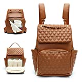 Diaper Bag Backpack Baby Diaper Bag for baby boy and girls by Miss Fong,Leather Baby Bag with 13 diaper bag organizing pouches ,Changing Pad,Stroller Straps and 4 Insulated Pockets