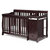 Storkcraft Portofino 4-in-1 Convertible Crib and Changer (Espresso) – Crib and Changing Table Combo with Drawer, Converts to Toddler Bed, Daybed and Full-Size Bed, Storage Drawer