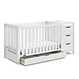 Graco Remi 5-in-1 Convertible Crib & Changer with Drawer (White) – GREENGUARD Gold Certified, Crib and Changing Table Combo, Includes Changing Pad, Converts to Toddler Bed, Daybed and Full-Size Bed