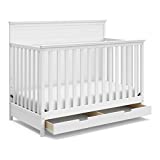 Storkcraft Homestead 5-in-1 Convertible Crib with Drawer (White) – Crib with Drawer Combo, Includes Full-Size Nursery Storage Drawer, Converts from Baby Crib to Toddler Bed, Daybed and Full-Size Bed