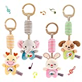 Baby Hanging Rattles Toys for 3 6 9 to 12 Months, Early Development Newborn Crib Toys Car Seat Stroller Toys for Infant, Baby Animal Wind Chime Rattles Toys for Boys and Girls Birthday Gifts(4 Pack)