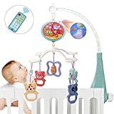 Baby Crib Mobile Crib Toys for Infant Musical Mobile with Projector Timing Function and Remote Control 360° Rotation Removable Baby Rattle Baby Toys 0~24 Months