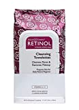 Retinol Anti-Aging Cleansing Towelettes – All-in-One Cleanser, Toner & Makeup Remover in a Convenient Pre-Moistened Wipe – On-The-Go Exfoliating, Toning & Hydrating Leaves Skin Clean, Fresh & Refined