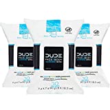 DUDE Face & Body Wipes (3 Packs, 30 Wipes Each) Unscented for Sensitive Skin Infused with Refreshing Sea Salt & Soothing Aloe, Moisturizing Face Cleansing Cloths for Men 30 Count