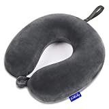 Travel Pillow Memory Foam for Airplanes - Neck Pillow for Traveling, Car, Home, Flight Pillow for Sleeping with Attachable Snap Strap Soft Washable Cover, Provide Head Neck Support Rest, Dark Gray