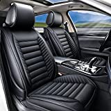 Front Car Seat Cover Leather, Ohuhu 2-Pack Auto Vehicle Cover with Seat Belt Cover, Wear-Proof, Waterproof Seats Covers Carseat Protectors Universal Fit for SUV Sedans Vans Trucks Pick-up