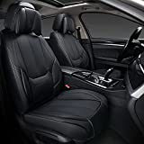 Coverado Car Seat Covers 5 Pieces, Waterproof Nappa Leather Auto Seat Protectors Full Set with Head Pillow, Universal Car Interiors Fit for Most Sedans SUV Pick-up Truck, Black