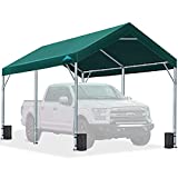 ADVANCE OUTDOOR Upgraded 10x20 ft Carport with Adjustable Height from 9.5 ft to 11 ft, Heavy Duty Car Canopy Garage Party Tent Boat Shelter, with 7 Reinforced Poles and 4 Sandbags, Green