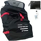 Car Seat Travel Bag Backpack for Air Travel - Karfast Universal Infant Carseat Gate Check Bag Cover for Airplane, Foldable with Pouch, Black
