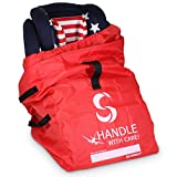 Slynnar Car Seat Travel Bag for Airplane - Gate Check Bag Fits Convertible Car Seats, Infant carriers & Booster Seats, Red Upgrade (Red Upgrade)