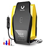VacLife Tire Inflator Portable Air Compressor - Air Pump for Car Tires (up to 50 PSI), 12V DC Tire Pump for Bikes (up to 150 PSI) w/LED Light, Digital Pressure Gauge, Model: ATJ-1166, Yellow (VL701)