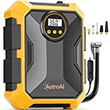 AstroAI Air Compressor Tire Inflator 12V DC Portable Air Compressor Auto Tire Pump 100PSI with LED Light Digital Air Pump for Car Tires Bicycles Other Inflatables Yellow