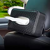 Car Tissue Holder - Mask Holder For Car - PU Leather Backseat Car Kleenex Holder,Wipes Dispenser For Car Visor,Car Tissue Holder Napkin Box ,Black