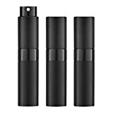 Lisapack 8ML Atomizer Perfume Spray Bottle for Travel (3 PCS) Empty Cologne Dispenser, Portable Sprayer for Men and Women (Black)