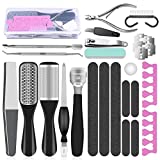 Professional Pedicure Tools Set, 23 in 1 Stainless Steel Foot Care Kit Foot Rasp Dead Skin Remover Pedicure Kit for Men Women Salon or Home Best Gift