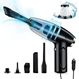 Howtine Handheld Corded Car Vacuum, Portable Vacuum Cleaner with 8000PA Powerful Suction, Air Blower and Vacuum Pump 3 in 1 Wet Dry Use, Quick Cleaning for Car, Pet Hair Cleaning