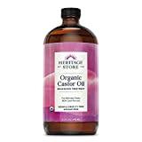Heritage Store Castor Oil USDA Organic Cold-Pressed (32oz) 100% Pure Hexane-Free Castor Oil - Conditioning & Healing, For Dry Skin, Hair Growth - For Skin, Hair Care, Eyelashes & Brows | Vegan | 60 Day Money Back Guarantee