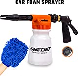 SwiftJet Car Wash Foam Gun Sprayer + Microfiber Wash Mitt - Car Wash Kit - Foam Cannon Garden Hose - Spray Foam Gun Cleaner - Car Foam Sprayer - Car Washing Kit - Snow Foam Blaster