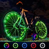 DLY LED Bike Wheel Lights 2Pcs Waterproof Tire Lights Colorful Bicycle Light Decoration Accessories Riding at Night Cool Birthday Gifts Fun for Kids & Adults Super Bright Wheelchair Light (Green)