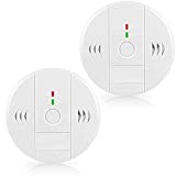 Combination Smoke and Carbon Monoxide Detector Alarm, 2-Pack GLBSUNION Beeps Warning Smoke and CO Alarms for Basements Travel Home Office Kitchen Bedroom Car, Battery Operated, Comply with UL 217/2034