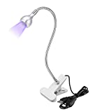 USB 3W LED UV Ultraviolet Phone Glue Curing Lamp,UV Led Nail Lamp for Gel Nails,Portable Clamp Flexible Desk Lamps for Mobile Repair,Plug and Play Silver