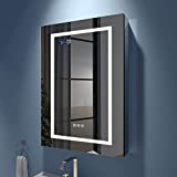 VANIRROR Recessed or Surface LED Mirror Medicine Cabinet with Lights, LED Medicine Cabinet with Clock and Temp Display/Defogger, Dimmer, Light Color Change, Outlets & USB (20x32 inch/3X Zoom Mirror)