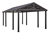 Sojag 20' x 12' Samara Carport with Aluminum Frame and 10' High Galvanized Steel Roof for Easy Drive Through Access, Gray