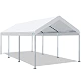 ADVANCE OUTDOOR Adjustable 10x20 ft Heavy Duty Carport Car Canopy Garage Boat Shelter Party Tent, Adjustable Height from 9.0ft to 10.5ft, White