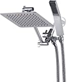 G-Promise All Metal Dual Square Shower Head Combo | 8' Rain Shower Head | Handheld Shower Wand with 71' Extra Long Flexible Hose | Smooth 3-Way Diverter | Adjustable Extension Arm - A Bathroom Upgrade