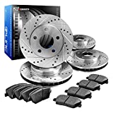 R1 Concepts CEDS10678 Eline Series Cross-Drilled Slotted Rotors And Ceramic Pads Kit - Front and Rear