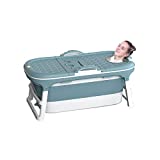 Foldable Bath Tub Portable Ice Tub Soaking Bathtub for Toddler Children Petite Adult 47 inch with Lid Headrest Handles Organizer