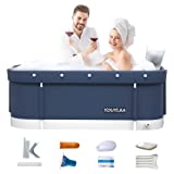Kiseely Portable Foldable bathtub for 2 Persons, Large Family Soaking Bathtub for SPA, Efficiently Maintaining Hot & Cold Temperature Bathtub 47.3X21.7X19.7inch (Classic Style)