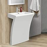7-Shape Cedar Falls Modern Vanity Pedestal Sink, White, By Fine Fixtures