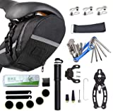HHLC Bicycle Tire Pump, Bike Repair Tool Kits Saddle Bag, Patches, 11 in 1 Multi Function Tool, Lever, Link Plier, Missing for Road Mountain BMX , Chain Breaker Splitter