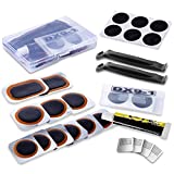 Maifede Bike Inner Tire Patch Repair Kit - with 11 PCS Vulcanizing Patches, 6 PCS Pre Glued Patchs, Portable Storage Box, Metal Rasp and Lever - Also for Motorcycle, BMX and Inflatable Rubber.