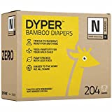 DYPER Bamboo Baby Diapers Size Newborn | Natural Honest Ingredients | Cloth Alternative | Day & Overnight | Plant-Based + Eco-Friendly | Hypoallergenic for Sensitive Skin | Unscented - 204 Count
