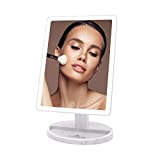 Impressions Vanity Touch Ultra LED Lighted Makeup Mirror, X Large Vanity Mirror with Touch Sensor Dimmer Switch, 360 Rotation Tabletop Cosmetic Mirror with Storage, Double Power Supply (White Marble)