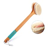AmazerBath Shower Brush, Long Handle Bath Brush, Back Scrubber with Natural Soft and Stiff Bristles, Showering Exfoliating Dual-Sided Brush for Wet or Dry Brushing, Non-Skid
