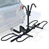 Leader Accessories 2-Bike Platform Style Hitch Mount Bike Rack, Tray Style Bicycle Carrier Racks Foldable Rack for Cars, Trucks, SUV and Minivans with 2' Hitch Receiver - Quick Hitch Pins Design