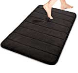 Yimobra Memory Foam Bath Mat Large Size 31.5 by 19.8 Inches, Soft and Comfortable, Super Water Absorption, Non-Slip, Thick, Machine Wash, Easier to Dry Bathroom Floor Rug, Black