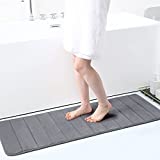 Memory Foam Soft Bath Mats - Non Slip Absorbent Bathroom Rugs Rubber Back Runner Mat for Kitchen Bathroom Floors 17'x47', Dark Grey